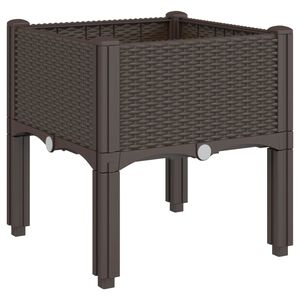 vidaXL Cvetlično korito z nogami rjavo 40x40x42 cm PP