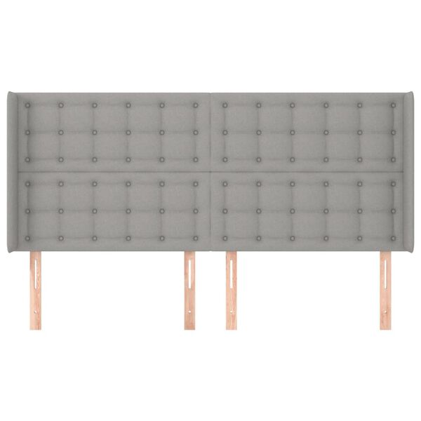 vidaXL Vzglavje z u&scaron;esi svetlo sivo 163x16x118/128 cm blago