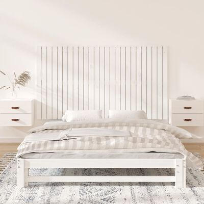 vidaXL Stensko posteljno vzglavje belo 159,5x3x90 cm trdna borovina