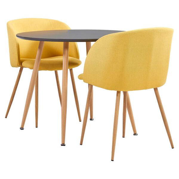 vidaXL Jedilna garnitura 3-delna iz blaga rumena