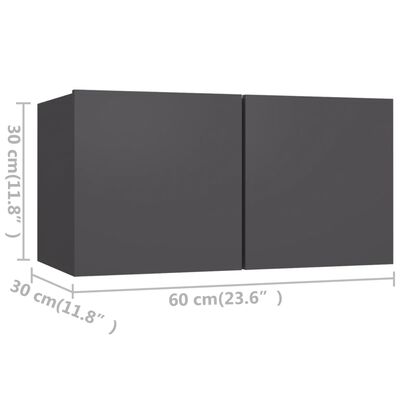 vidaXL TV omarice 4 kosi sive 60x30x30 cm iverna plošča