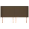 vidaXL Vzglavje z ušesi temno rjavo 163x16x118/128 cm blago
