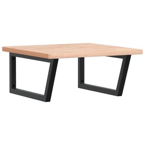 vidaXL Stenska polica za umivalnik jeklo in trdna bukovina