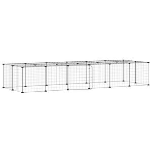 vidaXL Ograda za hi&scaron;ne ljubljenčke z 28 paneli črna 210x70x35 cm jeklo