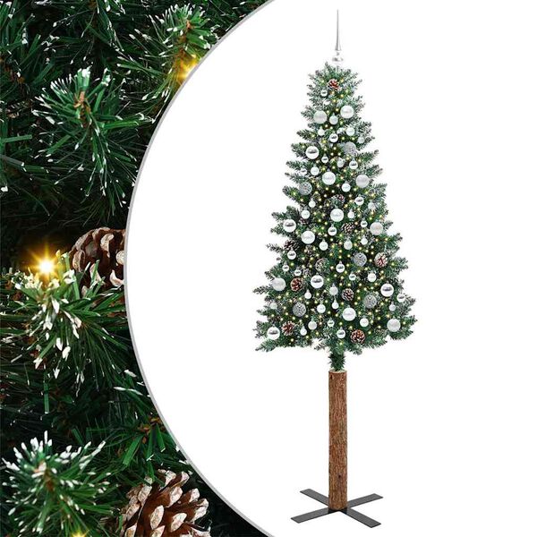 vidaXL Ožja jelka med 300 LED Zelena 210 cm PVC in trden bor