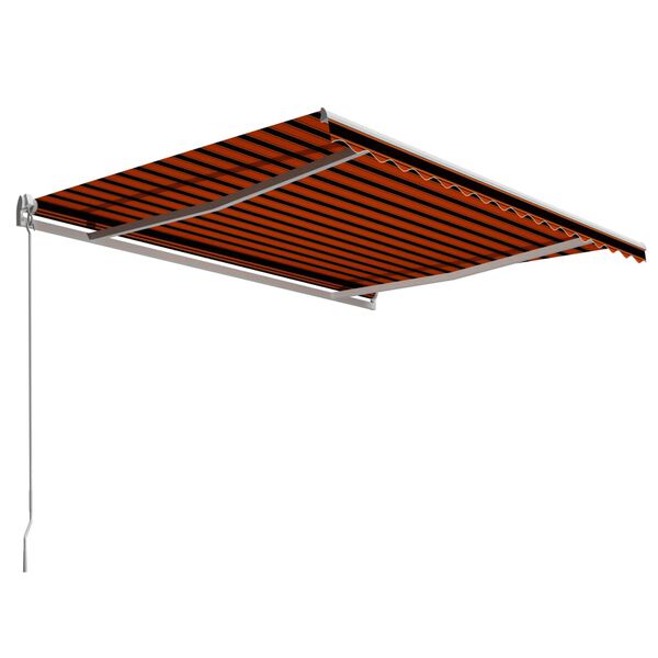 vidaXL Ročno zložljiva tenda 450x300 cm oranžna in rjava