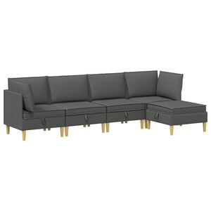 vidaXL Modularni kavč s shranjevanjem 5 pcs Temno siva Blago
