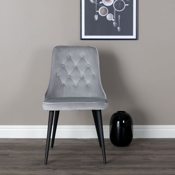 Venture Home Jedilni stoli 2 kosa Velvet Deluxe svetlo sivi in črni