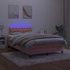 vidaXL Box spring postelja z vzmetnico LED roza 120x200 cm žamet