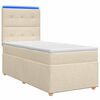 vidaXL Postelja boxspring z vzmetnico Krem 90 x 190 cm Blago