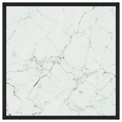 vidaXL Klubska mizica črna z belim marmornim steklom 60x60x35 cm