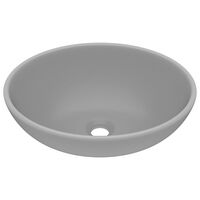 vidaXL Razkošen umivalnik ovalen mat svetlo siv 40x33 cm keramičen