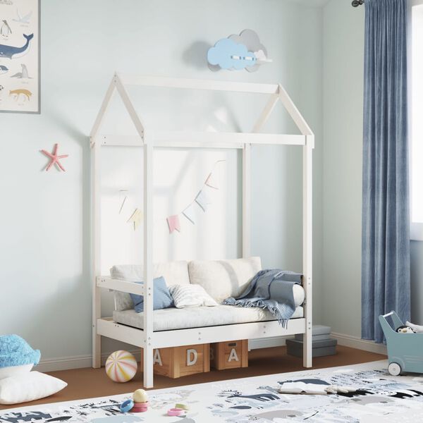 vidaXL Klop s streho bela 117,5x70x176,5 cm trdna borovina