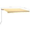 vidaXL Prostostoječa avtomatska tenda 400x300 cm rumena/bela