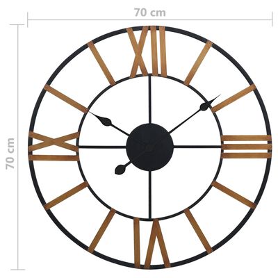 vidaXL Stenska ura zlata in črna 70 cm kovinska