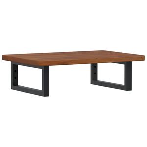 vidaXL Stenska polica za umivalnik jeklo in trdna hrastovina