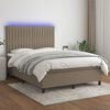 vidaXL Box spring postelja z vzmetnico LED taupe 140x200 cm blago