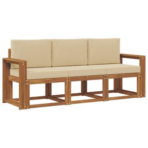 vidaXL Zunanja garnitura za sedenje z blazino 3 pcs Naravna in bež