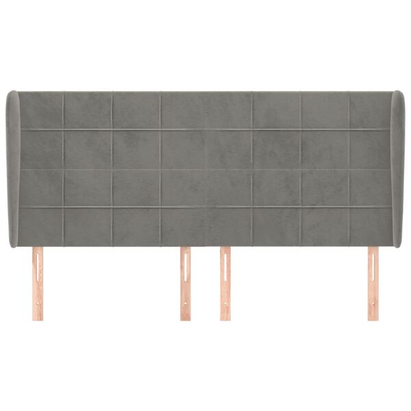 vidaXL Vzglavje z u&scaron;esi svetlo sivo 163x23x118/128 cm žamet