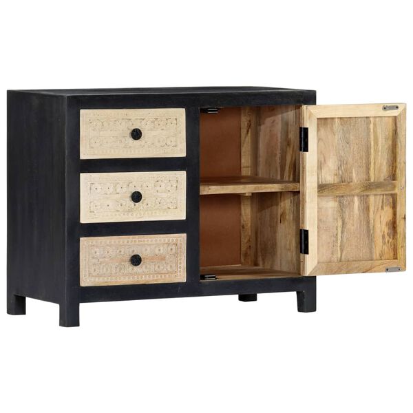 vidaXL Ročno izrezljana stranska omarica siva 75x35x60 cm mangov les