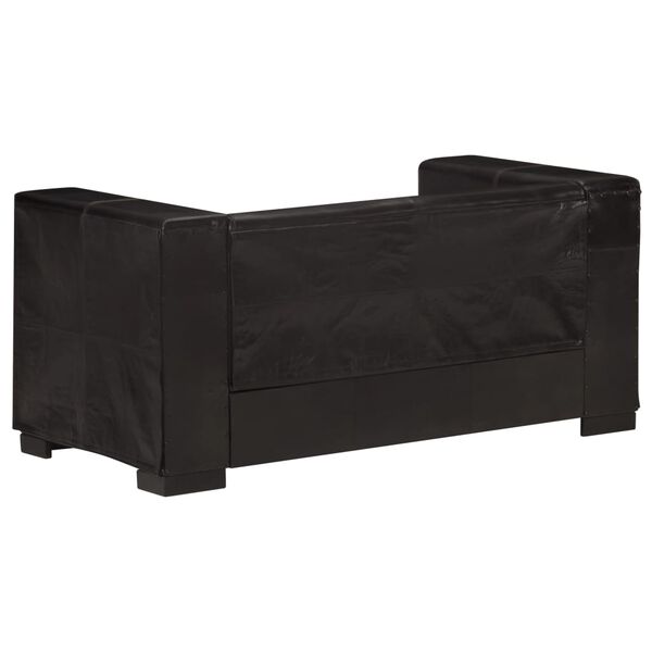 vidaXL Kavč dvosed črn iz pravega usnja