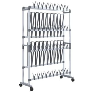 vidaXL Stojalo za čevlje s kolesi srebrno 89x27x120 cm