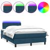 vidaXL Box spring postelja z vzmetnico LED temno modra 120x210 cm žamet