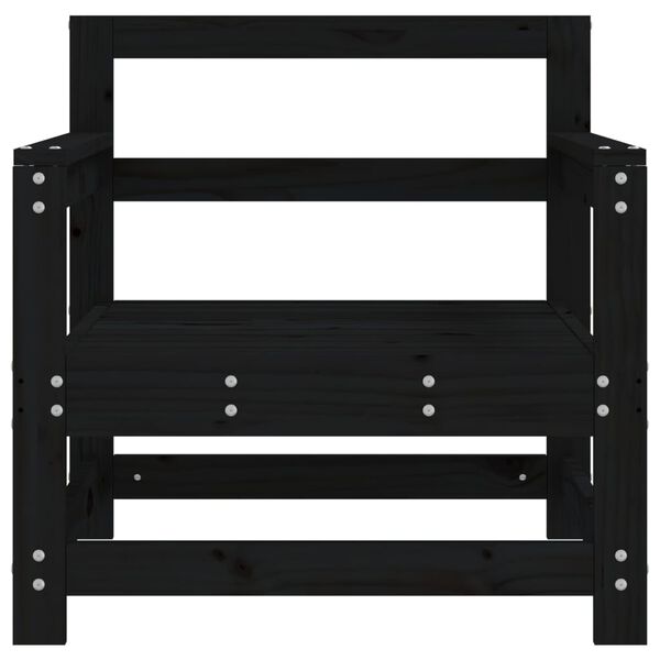 vidaXL Vrtni stoli 2 kosa črna trdna borovina