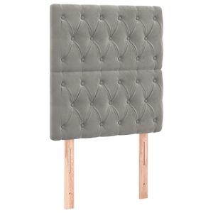 vidaXL Vzglavje za postelje svetlo sivo 80x7x118/128 cm žametno