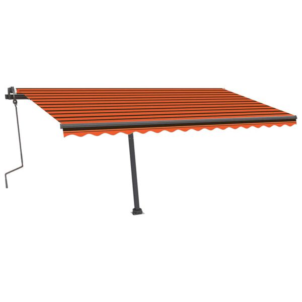 vidaXL Ročno zložljiva tenda z LED lučkami 400x300 cm oranžna in rjava