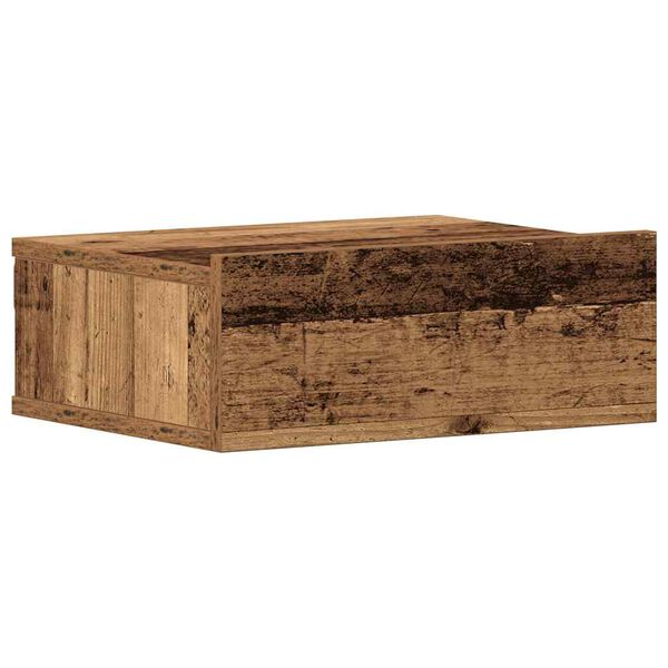 vidaXL Plavajoča nočna omarica Old Wood 40x32x15 cm Inženirski les