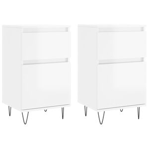 vidaXL Komoda 2 kosa visok sijaj bela 40x35x70 cm inženirski les