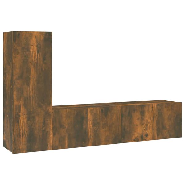 vidaXL Komplet TV omaric 3-delni dimljen hrast konstruiran les