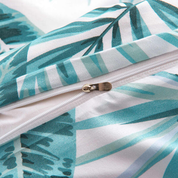 vidaXL Posteljnina z listi zelena 140x200/60x70 cm