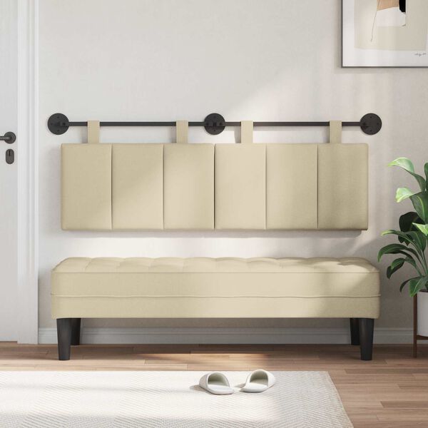 vidaXL Visoki naslon za glavo Črtasto krema 150 x 55 x 5 cm blago