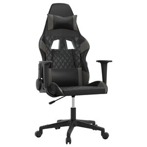 vidaXL Masažni gaming stol črno in siva umetno usnje