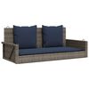 vidaXL Gugalna klop z blazinami siva 119x56x48 cm poli ratan