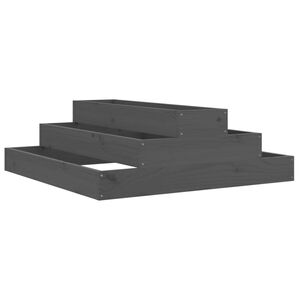 vidaXL Visoka greda siva 80x80x27 cm trdna borovina