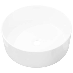 vidaXL Umivalnik Okrogel Keramičen Bele Barve 40x15 cm