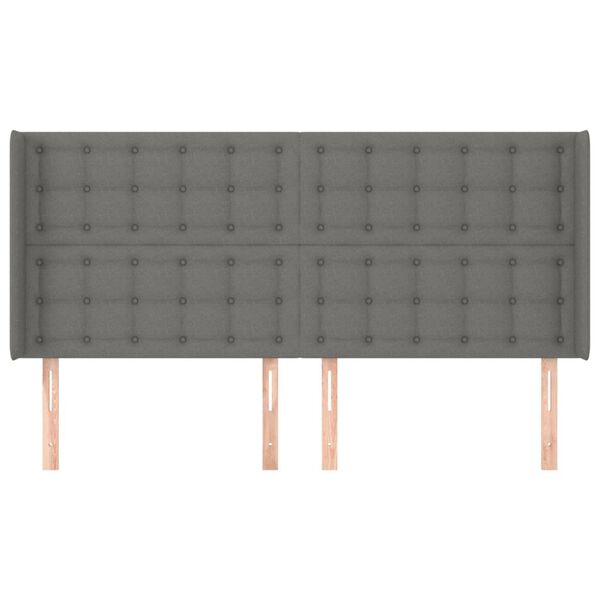 vidaXL Vzglavje z ušesi temno sivo 183x16x118/128 cm blago