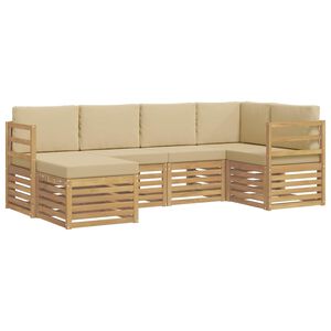 vidaXL Zunanja garnitura za sedenje 6 pcs Bela in bež Poliester
