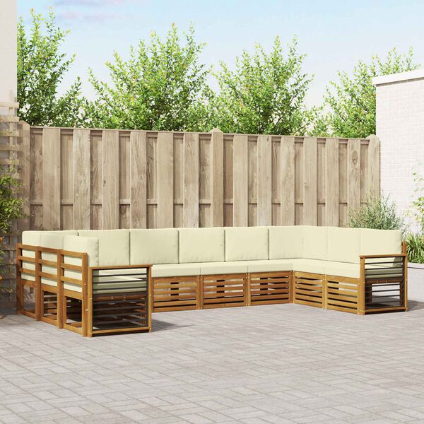 vidaXL Kotna sedežna garnitura z blazino 10 pcs Naravna in smetana