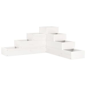 vidaXL Vrtna korita s 4 nadstropji bela 80,5x79x36 cm trdna borovina