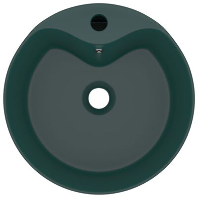 vidaXL Razkošen umivalnik mat temno zelen 36x13 cm keramičen