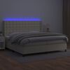 vidaXL Box spring postelja z vzmetnico LED krem 200x200cm umetno usnje