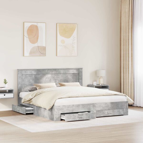 vidaXL Konstrukcija postelje s predalom z vzglavjem Konstruiran les