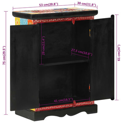 vidaXL Ročno barvana komoda z vrati 53x30x75 cm trden mangov les
