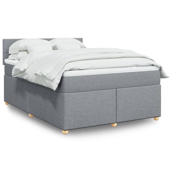 vidaXL Box spring postelja z vzmetnico svetlo siva 160x200 cm žamet