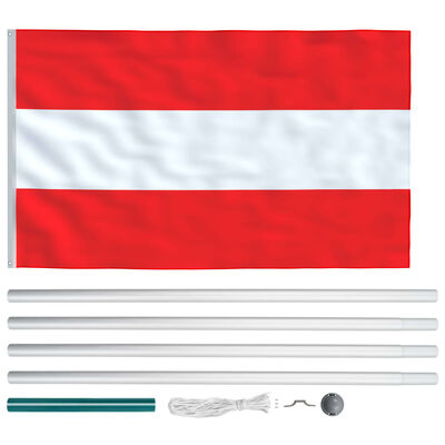 vidaXL Zastava Avstrije in aluminijast zastavni drog 6,2 m