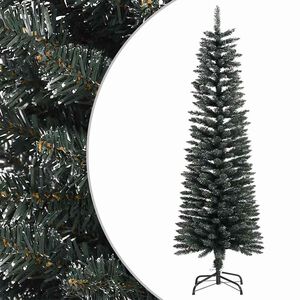 vidaXL Ozka umetna novoletna jelka s stojalom zelena 150 cm PVC